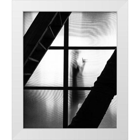 mysterious girl White Modern Wood Framed Art Print by Steenhoudt, Sofie