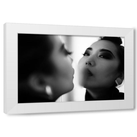 say breathily White Modern Wood Framed Art Print by Fukuda, Hiro