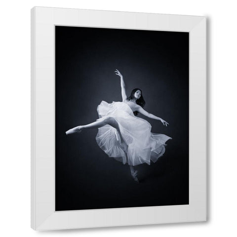 Flying Dance White Modern Wood Framed Art Print by Meng, Mia