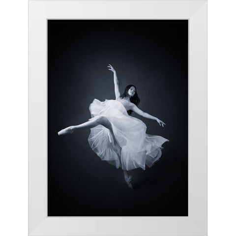 Flying Dance White Modern Wood Framed Art Print by Meng, Mia