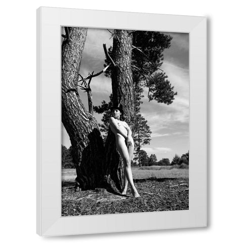 With Hat White Modern Wood Framed Art Print by Blasko, Jan