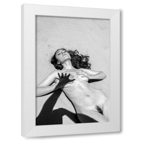 Shadow Hand White Modern Wood Framed Art Print by Blasko, Jan