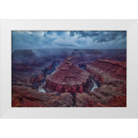 Amidst A Snowstorm White Modern Wood Framed Art Print by Zheng, Michael