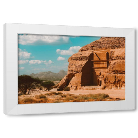 Alula-Saudi Arabia White Modern Wood Framed Art Print by Khaled