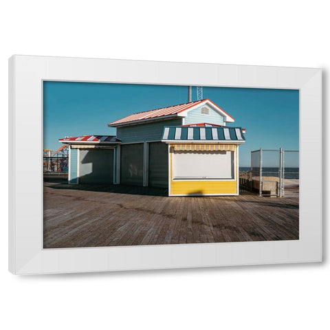 Boardwalk Shack White Modern Wood Framed Art Print by Leeman, Joshua