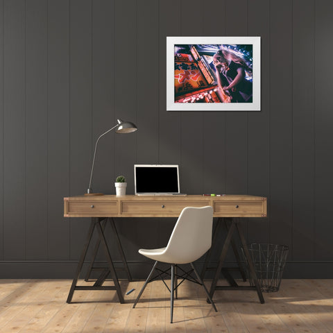 Tokyo Darkness White Modern Wood Framed Art Print by Ootama