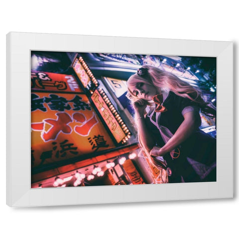 Tokyo Darkness White Modern Wood Framed Art Print by Ootama