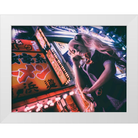 Tokyo Darkness White Modern Wood Framed Art Print by Ootama