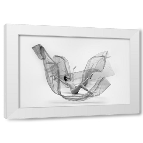 Ballerina Inside the cloth White Modern Wood Framed Art Print by Suhardjo, Lisdiyanto