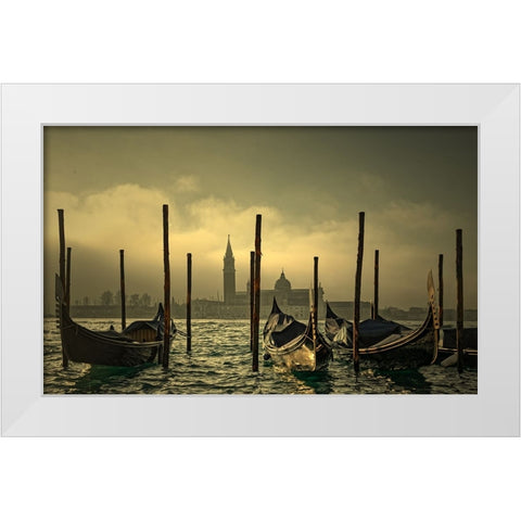 Light In The Mist White Modern Wood Framed Art Print by DUPONT, Isabelle