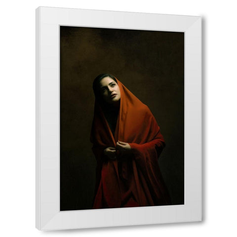 Persian Girl White Modern Wood Framed Art Print by Hasheminasab, Moein