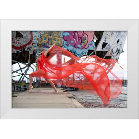 The Woman In The Storm White Modern Wood Framed Art Print by Graf, James