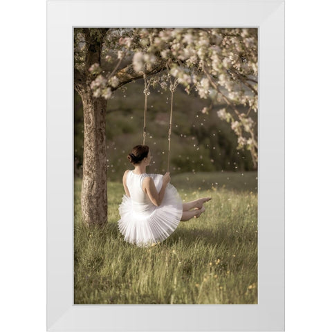 Cherry Tree Swing White Modern Wood Framed Art Print by Graf, James