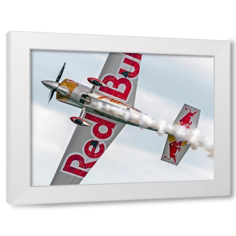 RedBull plane White Modern Wood Framed Art Print by Bondarenko, Alexander