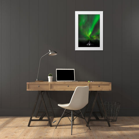 Celestial Dance White Modern Wood Framed Art Print by Oberai, Jassi