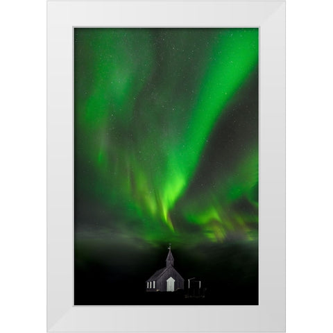 Celestial Dance White Modern Wood Framed Art Print by Oberai, Jassi