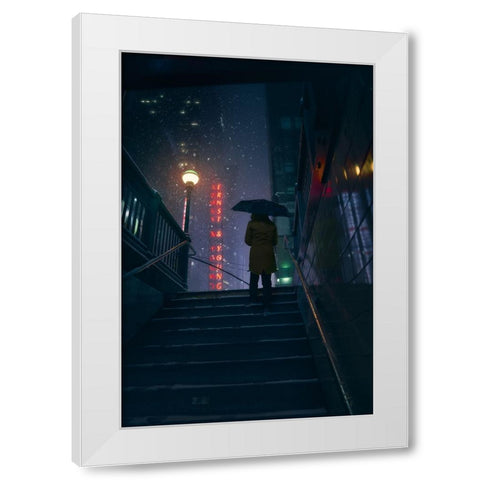 Exiting to the Storm White Modern Wood Framed Art Print by De La, Javier