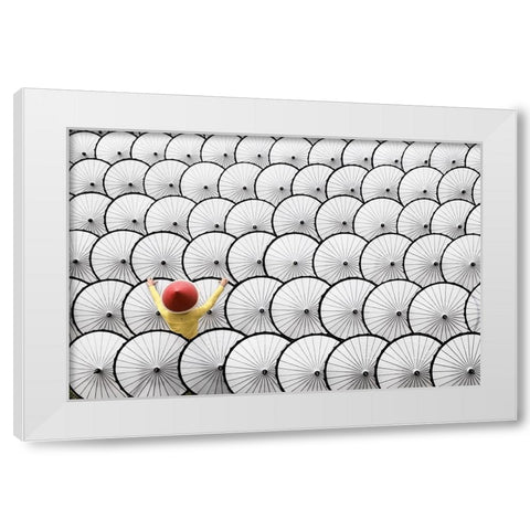 White Umbrella White Modern Wood Framed Art Print by Herliyanto, Gatot