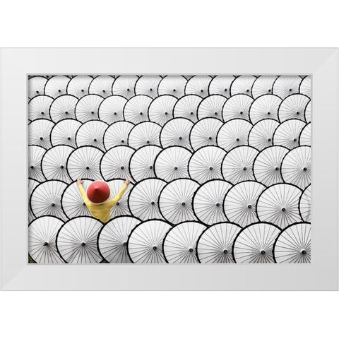 White Umbrella White Modern Wood Framed Art Print by Herliyanto, Gatot
