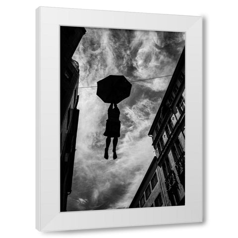 Hanging in there White Modern Wood Framed Art Print by Roos, Wille