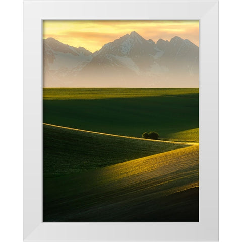 Spring sunset White Modern Wood Framed Art Print by Ilkovic, David
