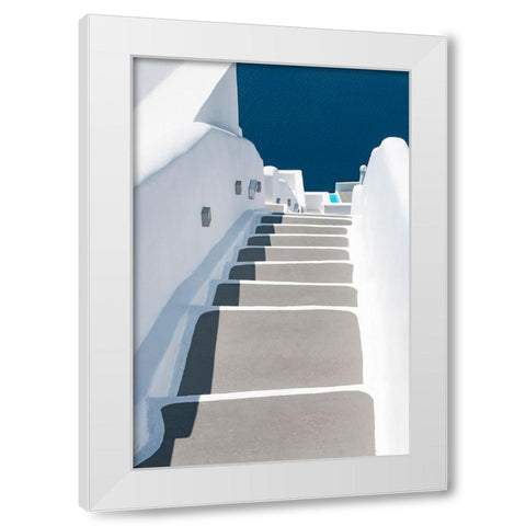 Steps To Pool And Sea White Modern Wood Framed Art Print by Wride, Linda