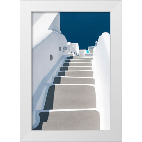 Steps To Pool And Sea White Modern Wood Framed Art Print by Wride, Linda