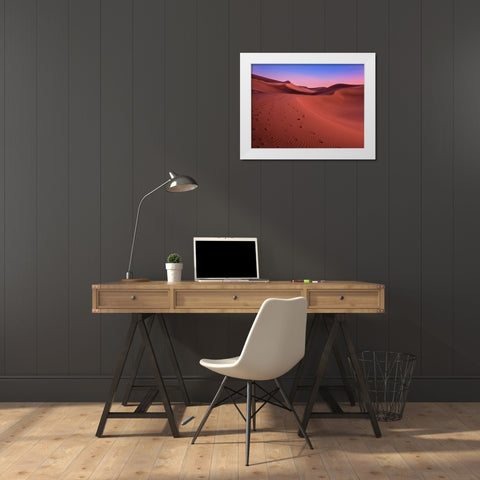 The colors of the desert at sunset White Modern Wood Framed Art Print by Miroslaw