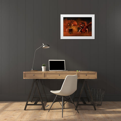 Brisk Music White Modern Wood Framed Art Print by Adhisuria, Rubby