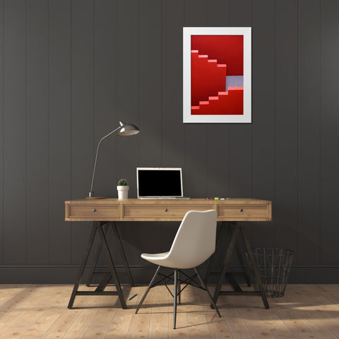 red stairs White Modern Wood Framed Art Print by L. Bardaji, Rafael