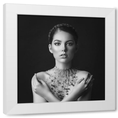 Jewels White Modern Wood Framed Art Print by Fedur, Adalia