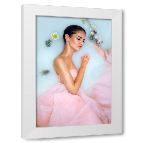Milk Bath White Modern Wood Framed Art Print by Fedur, Adalia