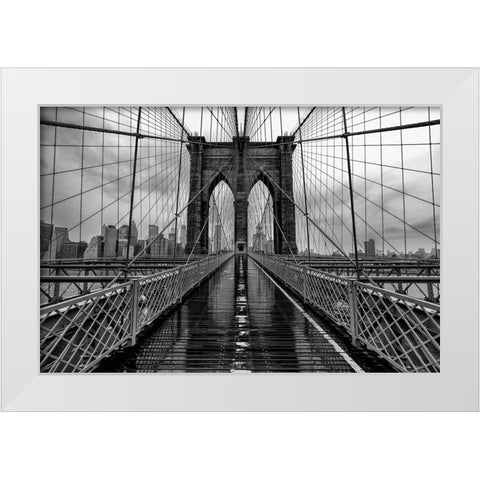 Brooklyn Bridge White Modern Wood Framed Art Print by Sowter, Ashley