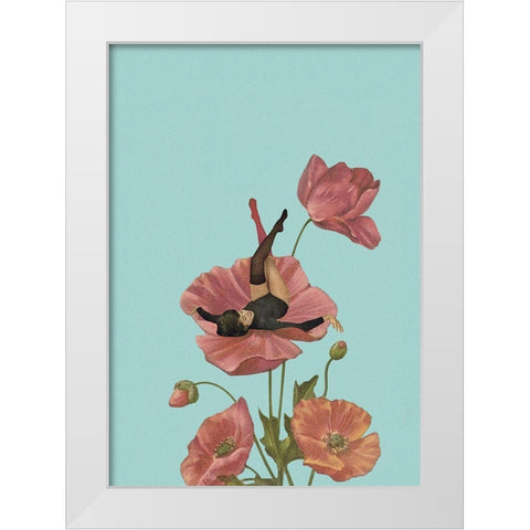 Colourful Dreamer White Modern Wood Framed Art Print by Leon, Maarten
