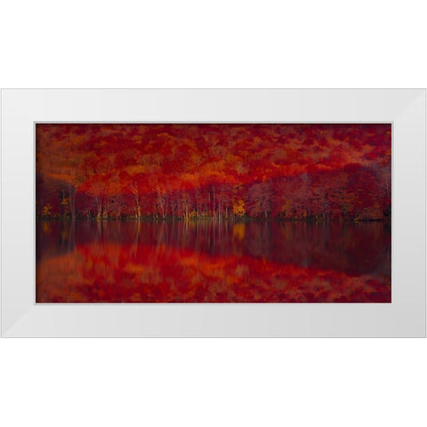 Burning red leaves White Modern Wood Framed Art Print by Chen, Liang