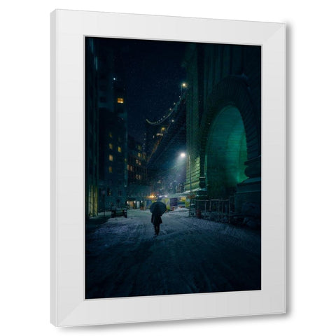 Under The Bridge White Modern Wood Framed Art Print by De La, Javier