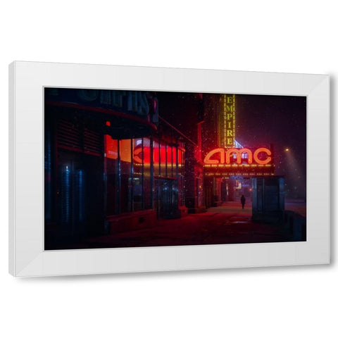 Snowy NYC White Modern Wood Framed Art Print by De La, Javier