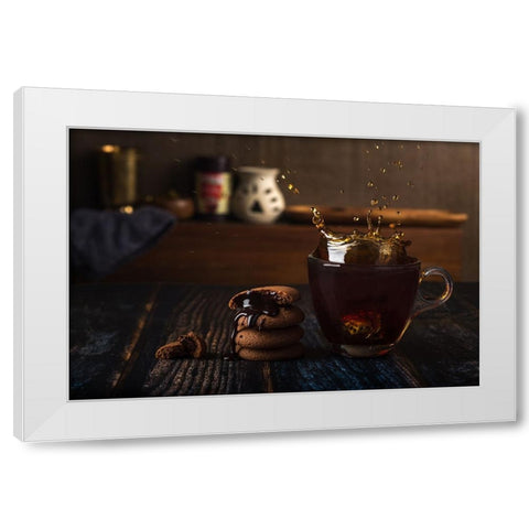 Splash White Modern Wood Framed Art Print by Dhuper, Sumit