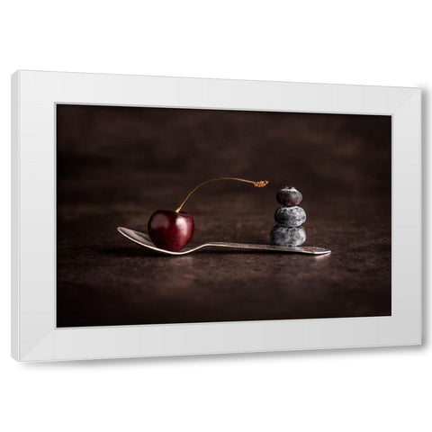 Cherry a Berry White Modern Wood Framed Art Print by Dhuper, Sumit