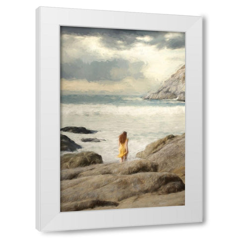 An ode to the Sunday walk White Modern Wood Framed Art Print by Yuan, Kiki