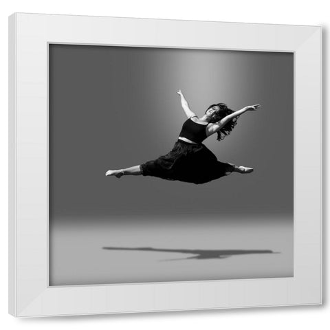 Straight Leap White Modern Wood Framed Art Print by Wang, Bill