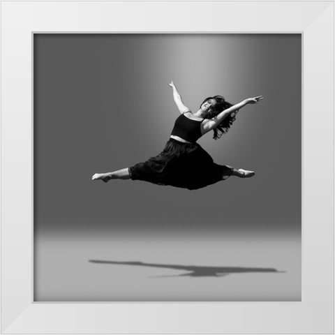 Straight Leap White Modern Wood Framed Art Print by Wang, Bill