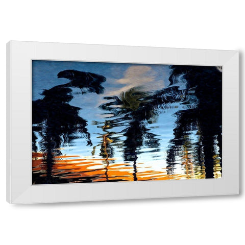 Palm Reflections White Modern Wood Framed Art Print by Mossholder, Tim