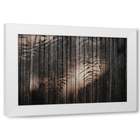 Fence with Shadows White Modern Wood Framed Art Print by Mossholder, Tim