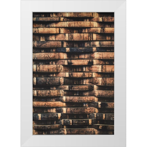 Wine Barrel Slats White Modern Wood Framed Art Print by Mossholder, Tim