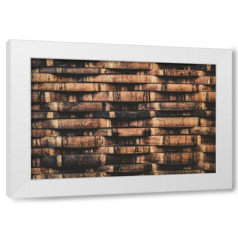 Wine Barrel Slats White Modern Wood Framed Art Print by Mossholder, Tim