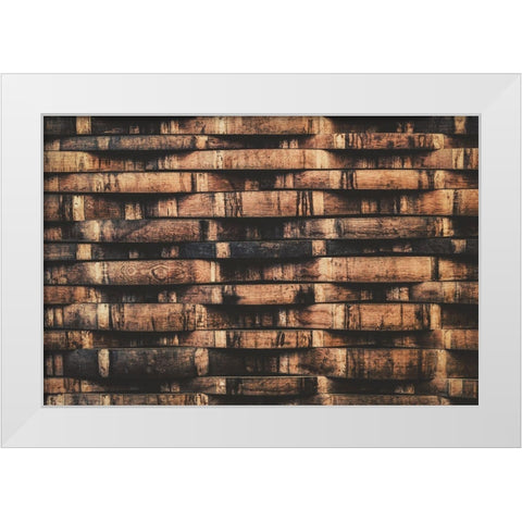 Wine Barrel Slats White Modern Wood Framed Art Print by Mossholder, Tim