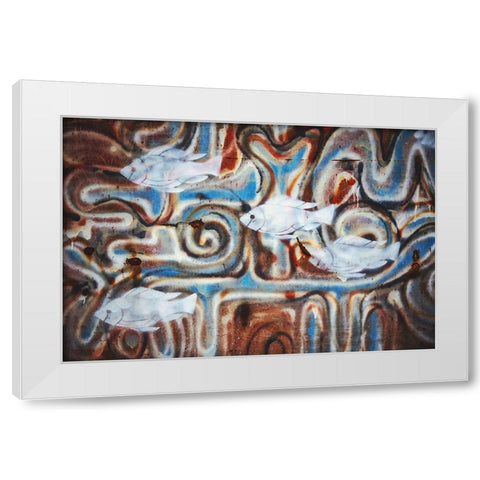Fishies White Modern Wood Framed Art Print by Mossholder, Tim
