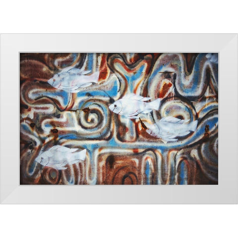 Fishies White Modern Wood Framed Art Print by Mossholder, Tim