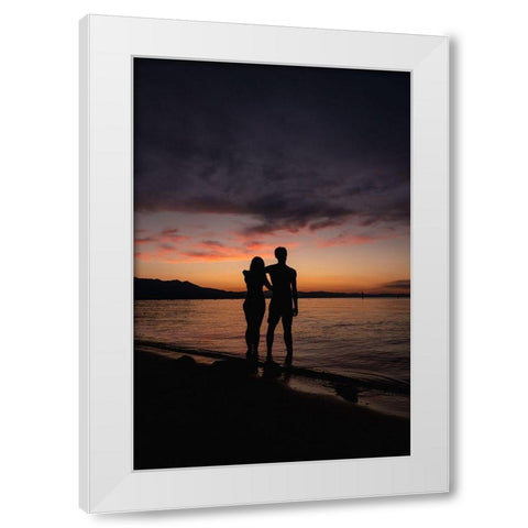 Couple Silhouette White Modern Wood Framed Art Print by Mossholder, Tim